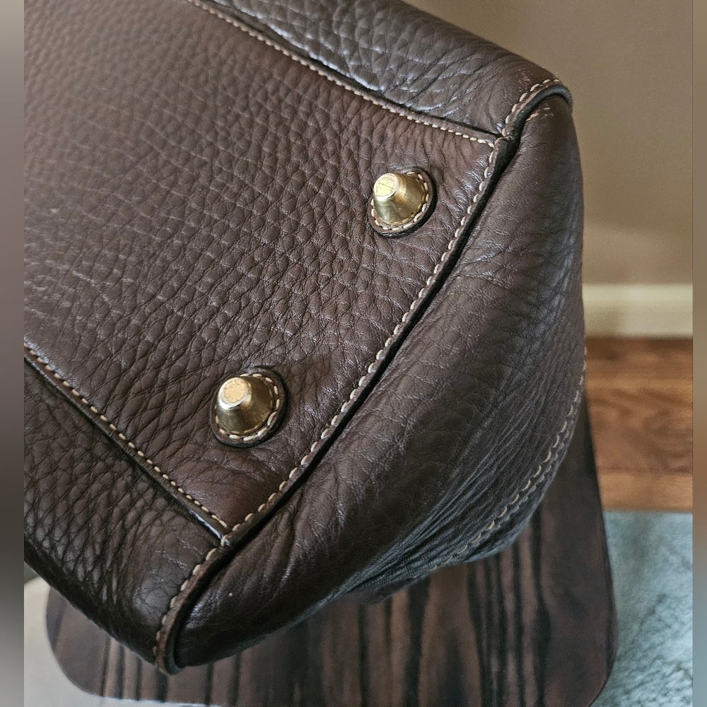 Coach Bag 10214~Hampton~Brown Pebbled Leather Shoulder Bag - Picture 7 of 9